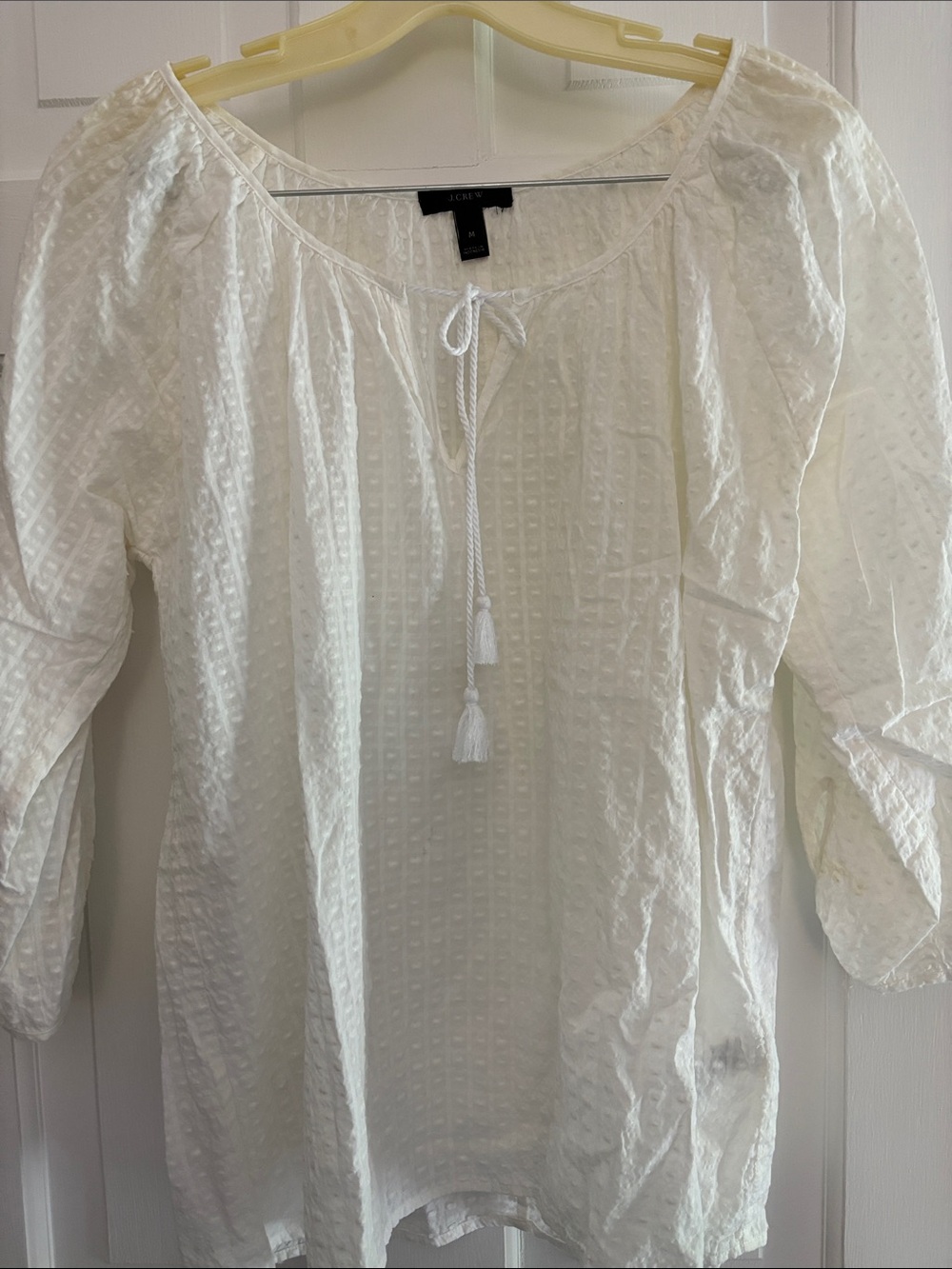 J. Crew White Tassel Peasant Tunic M
